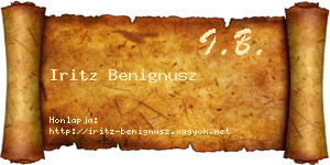 Iritz Benignusz névjegykártya